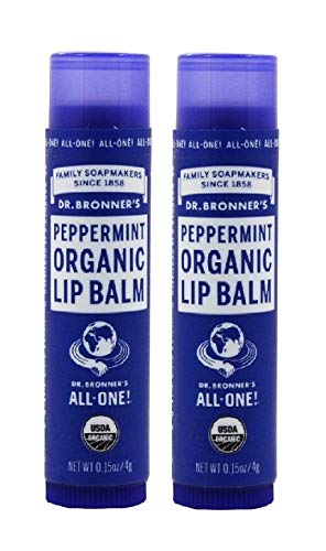 Dr. Bronners Organic Moisture Lip Balm & Magic Massage Balm (Peppermint Lip Balm, 2 Pack)