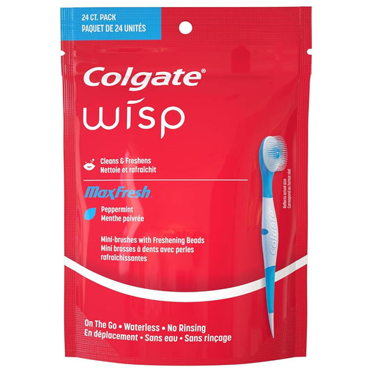 Colgate Wisp Portable Mini-Brush Optic White, Coolmint, 24 Count Manual Toothbrushes