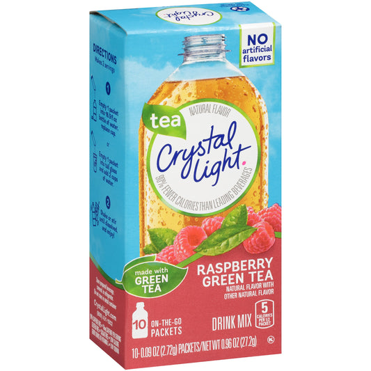 Crystal Light On The Go Green Tea Raspberry, 10 Count Boxes (Pack of 6)