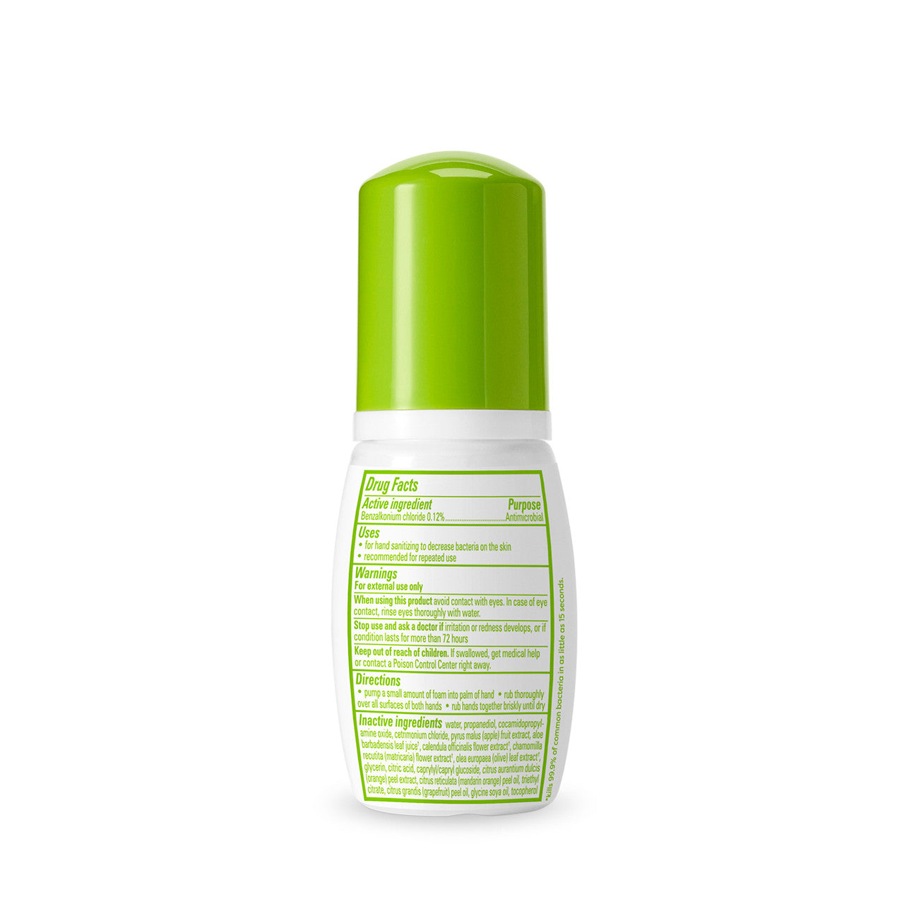 Alcohol-Free Foaming Hand Sanitizer in Mandarin scent, designed to be gentle on baby skin while providing effective hand cleaning with a soft foam.